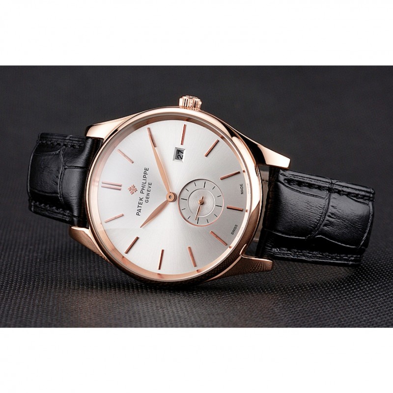 Patek Philippe Calatrava Quartz - 18k Rose-Gold Plated - White Dial - Men's Replica Watch