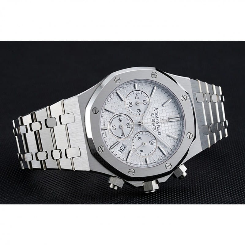 Audemars Piguet RO Chrono Replica Watch 1454024, Quartz, White Dial, SS Case, Butterfly Clasp