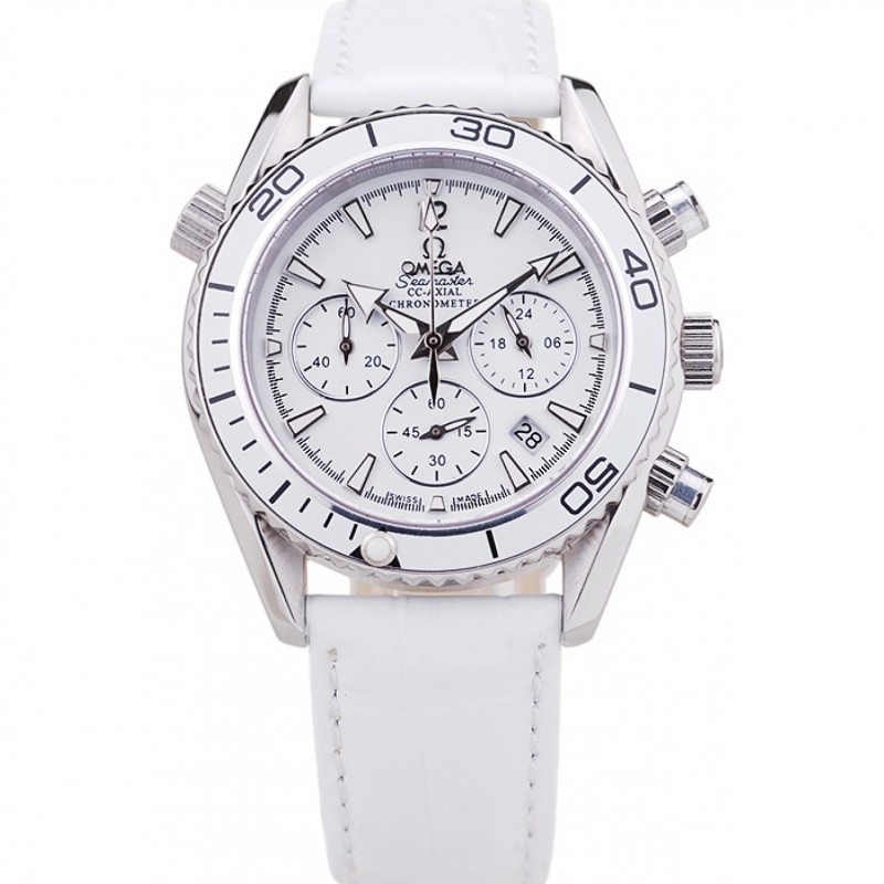 Omega Seamaster OM159 Replica Watch, Japanese Miyota Quartz, Polished Stainless Steel, White Dial