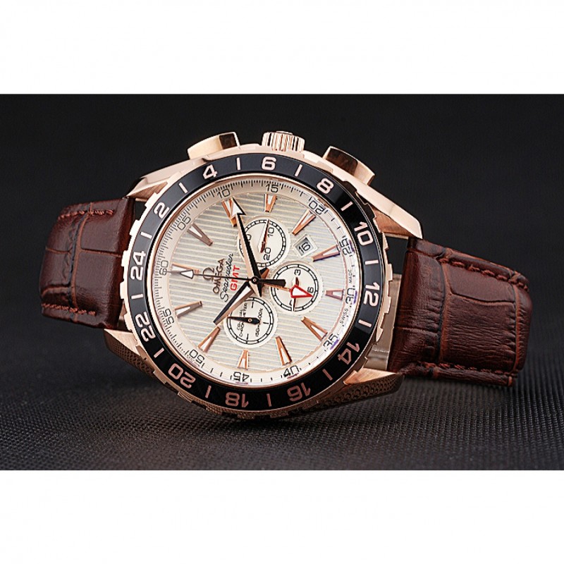 Omega Seamaster 622534 Replica Watch, 18k Rose-Gold Plated Case, Chronograph, Sapphire Crystal