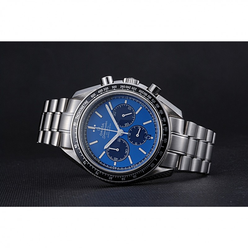 Omega Speedmaster 622053 Replica Watch, Automatic, Silver Dial, Brushed Stainless Steel Case, Blue
