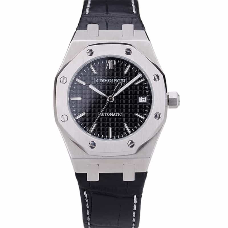 Audemars Piguet Royal Oak Replica Watch, Automatic Kinetic, Black Dial, Brushed Stainless Steel