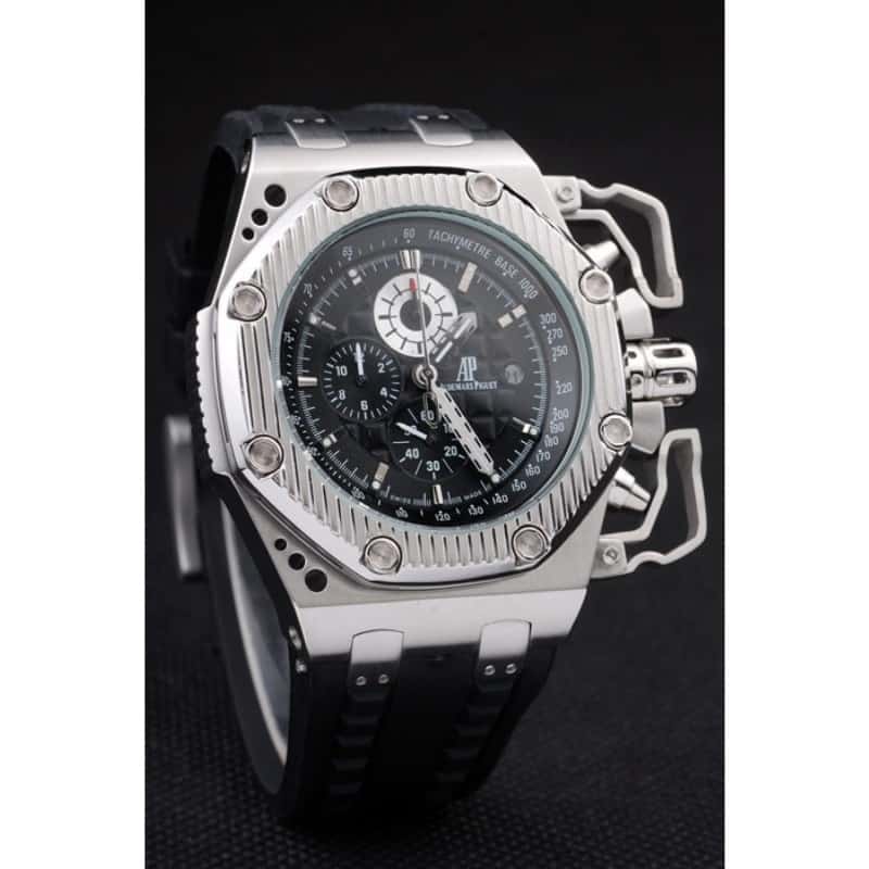 Audemars Piguet Royal Oak Offshore 3282 Replica Watch, Chronograph, Black Dial, Brushed Steel Case