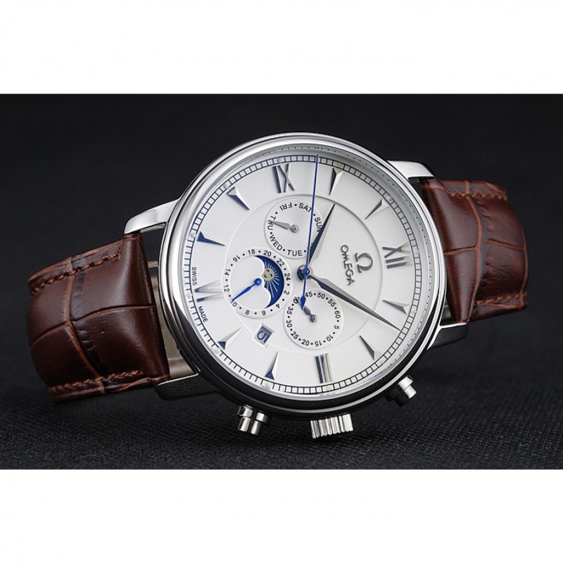 Omega De Ville Moonphase 1454226 Automatic Silver Dial Replica Watch