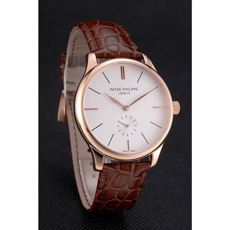 Patek Philippe Calatrava 05090055 Replica Watch, Automatic, White Dial, 18k Rose-Gold Plated Case &