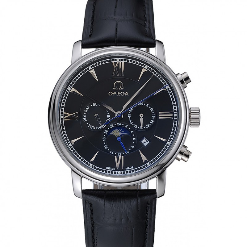 Omega De Ville Moonphase 1454225 Automatic Black Dial Replica Watch