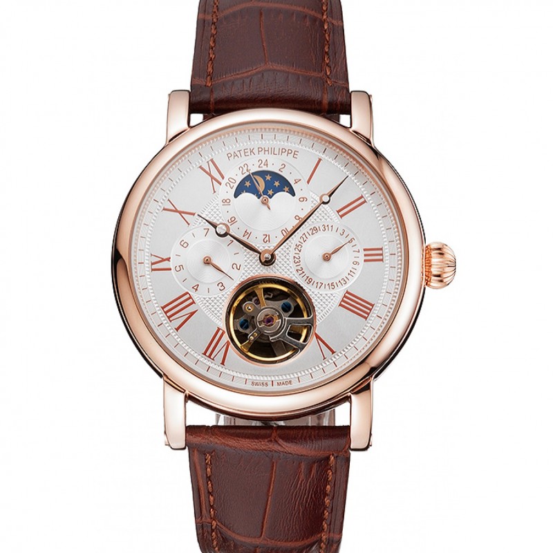 Patek Philippe Grand Complications Moonphase, Automatic, 18k Rose-Gold Plated, White Dial, Replica