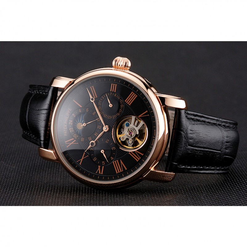 Patek Philippe Grand Complications Replica Watch, Automatic Movement, 18k Rose-Gold Plated, Black