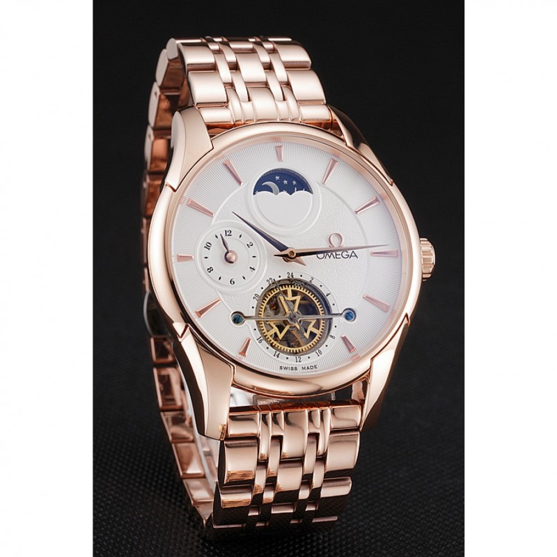 Omega De Ville Deville Replica Watch, Automatic Kinetic, 18k Rose-Gold Case, Sapphire Crystal