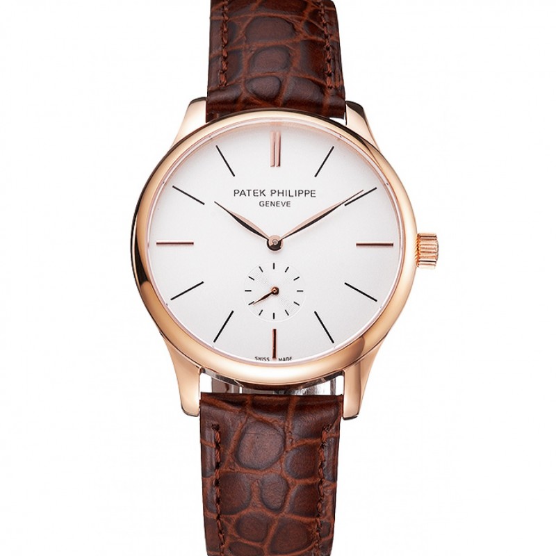 Patek Philippe Calatrava 05090055 Replica Watch, Automatic, White Dial, 18k Rose-Gold Plated Case &