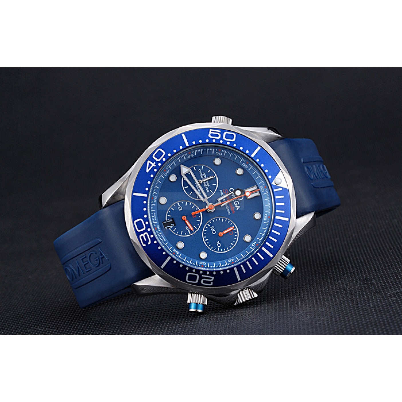 -OMEGA-SEAMASTER-622045 - Quartz Replica Watch - Blue Ceramic Bezel - Blue Rubber Strap