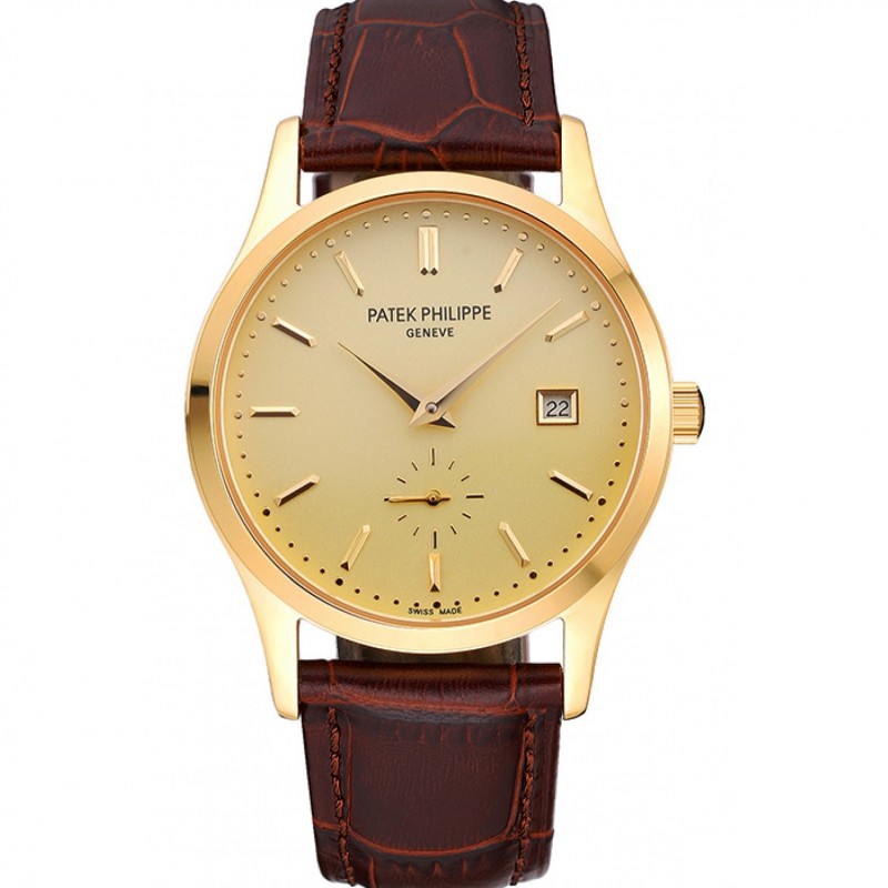 Patek Philippe Calatrava Replica Watch, Automatic Movement, 18k Yellow Gold Plated, Sapphire