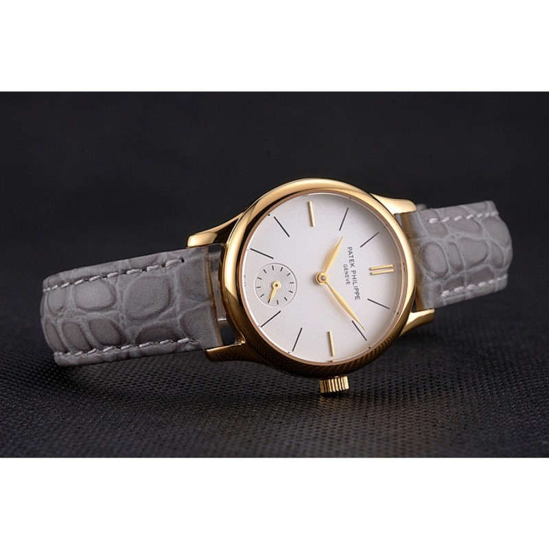 Patek Philippe Calatrava Replica Watch, Quartz, 18K Yellow Gold Plated, White Dial, Sapphire