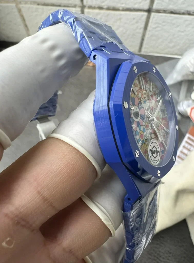 Royal Oak 15500 Blue Ceramic APSF 1:1 Best Edition Celebration Dial On Blue Ceramic Bracelet SA4302 Super Clone