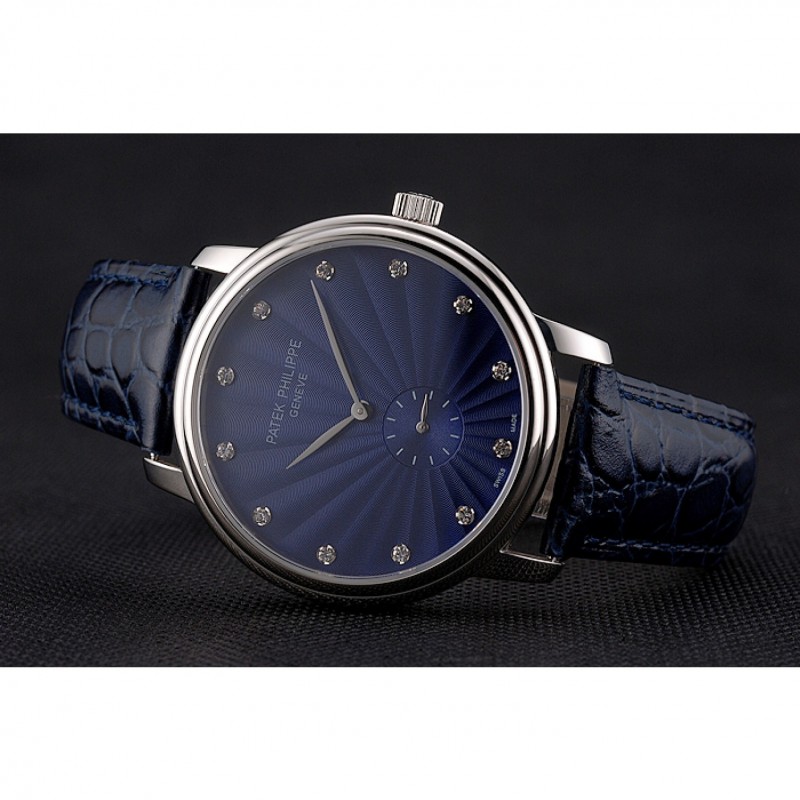 Patek Philippe Calatrava Replica Watch, Quartz, Japanese Movement, Blue Dial, Stainless Steel Case
