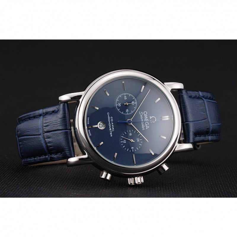 Omega Seamaster Replica Watch, Japanese Quartz Movement, Blue Dial, Polished Stainless Steel Case