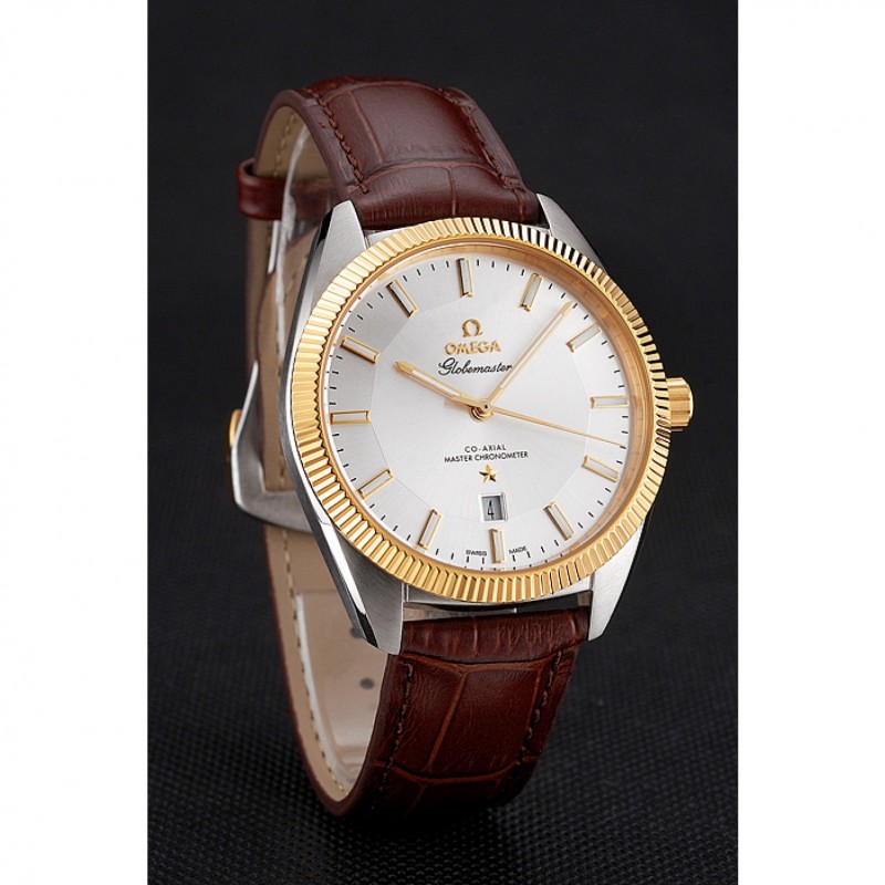 Omega Globemaster Constellation Automatic Watch, 48x40mm, 18k Yellow Gold Bezel, Brown Leather