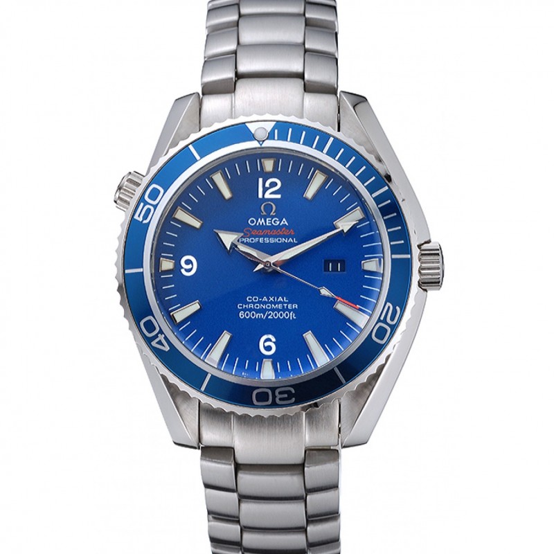 Omega Seamaster 622537 Replica Watch, Automatic Kinetic, Blue Ceramic Bezel, Brushed Steel Case &