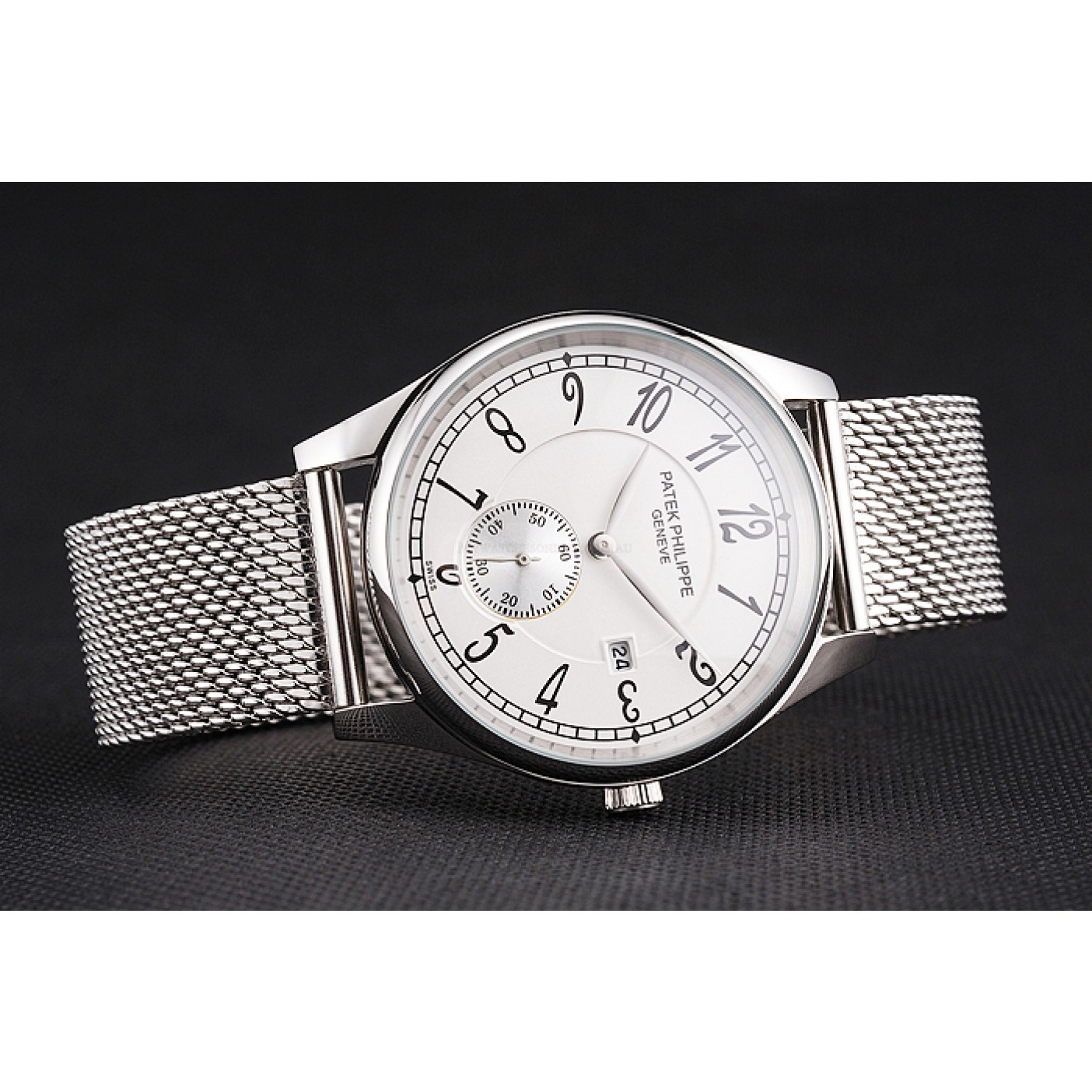 Patek Philippe Calatrava Replica Watch, Quartz Movement, Polished Stainless Steel, White Dial