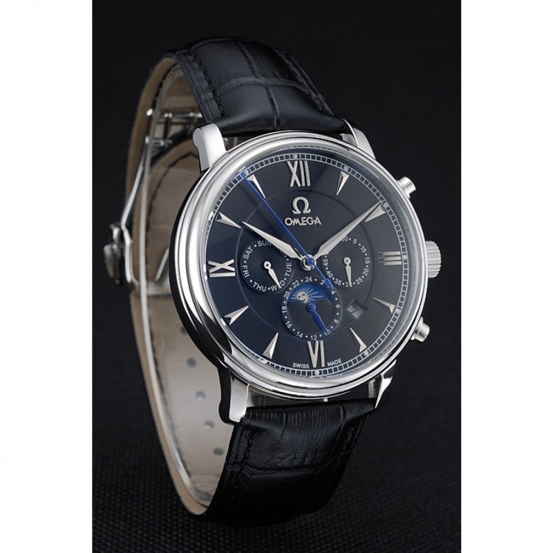 Omega De Ville Moonphase 1454225 Automatic Black Dial Replica Watch