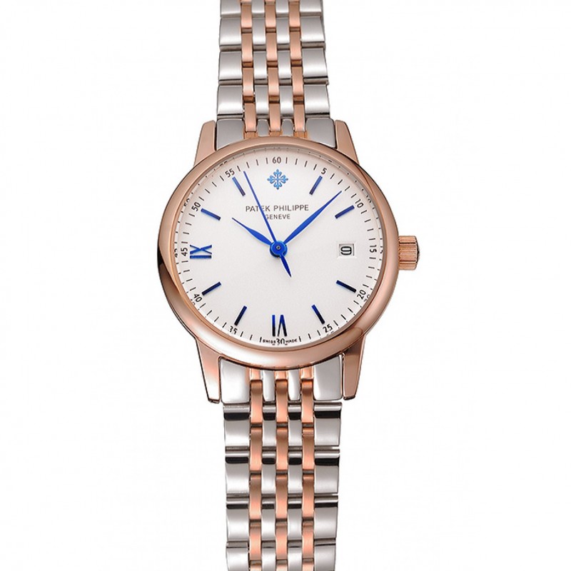 Patek Philippe Calatrava Quartz - Women's - White Dial - Stainless Steel - Butterfly Clasp