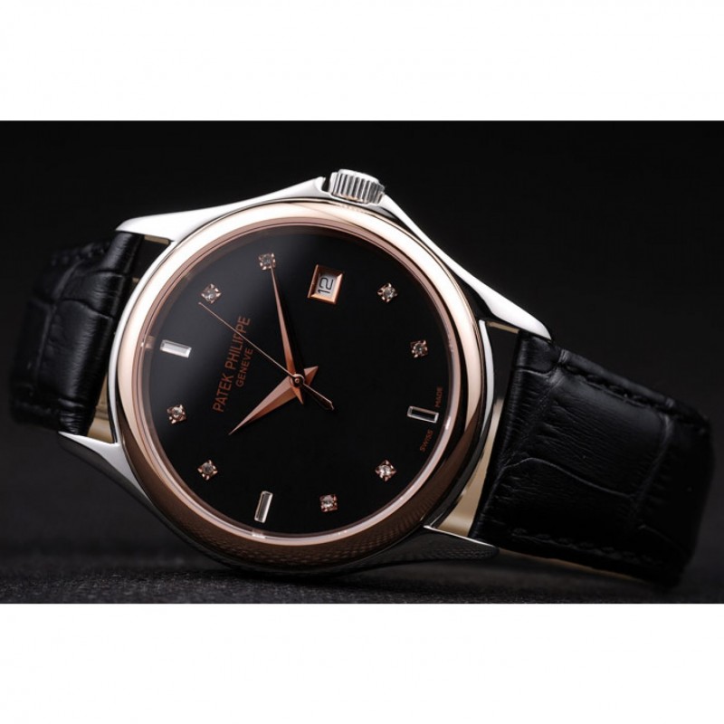 - PATEK PHILIPPE GENEVE CALATRAVA REPLICA WATCH - KINETIC - AUTO - 46x38MM - BLACK DIAL - 18K