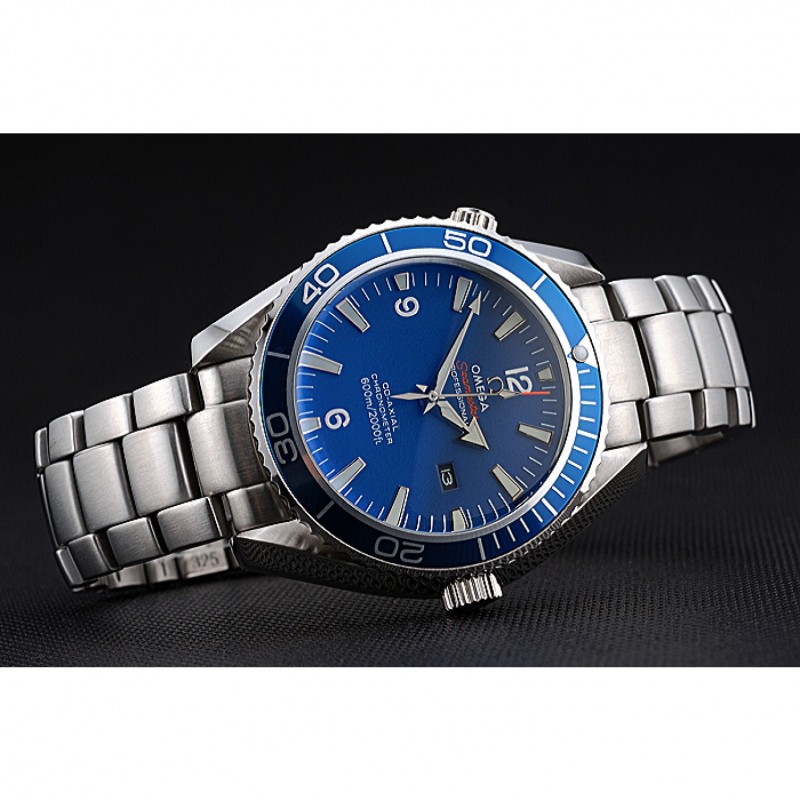 Omega Seamaster 622537 Replica Watch, Automatic Kinetic, Blue Ceramic Bezel, Brushed Steel Case &