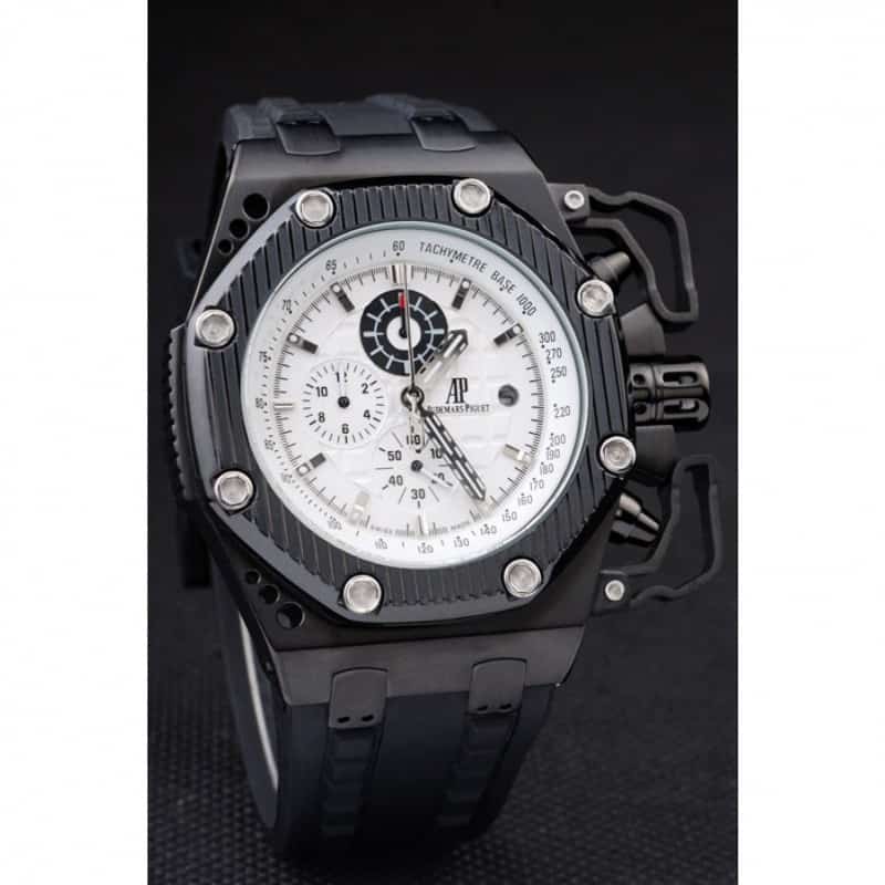 Audemars Piguet Royal Oak Offshore 3278 Replica Watch, White Dial, Black Rubber Strap, Chronograph