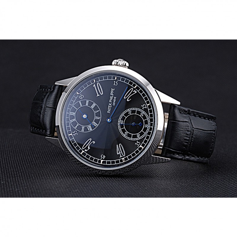 Patek Philippe Geneve Two 622145 Replica Watch, Automatic Movement, Black Dial, Stainless Steel