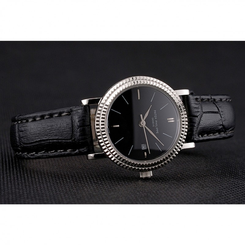 Patek Philippe Calatrava Quartz Battery - Women's Watch - Black Dial - 33 x 28 mm - Replica Watch