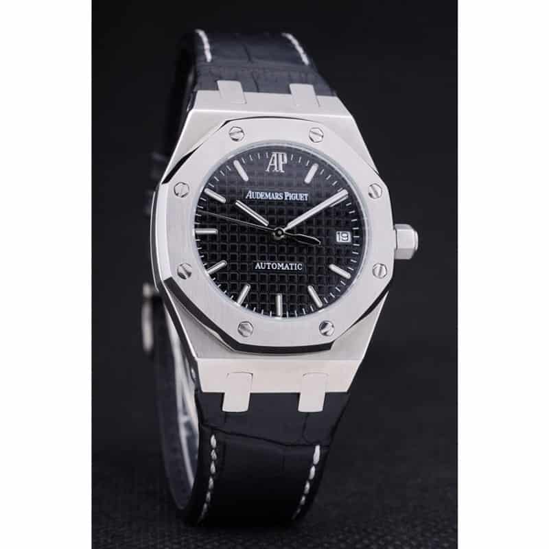 Audemars Piguet Royal Oak Replica Watch, Automatic Kinetic, Black Dial, Brushed Stainless Steel