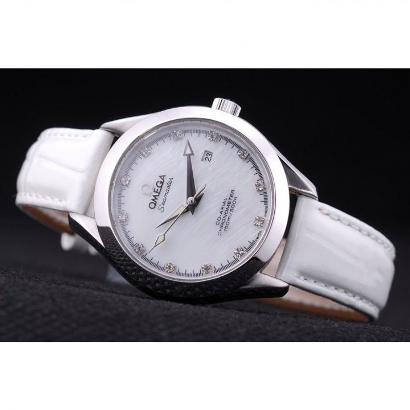 Omega Seamaster OM155 Quartz Watch, Japanese Quality, Polished Stainless Steel, White Dial, Women's