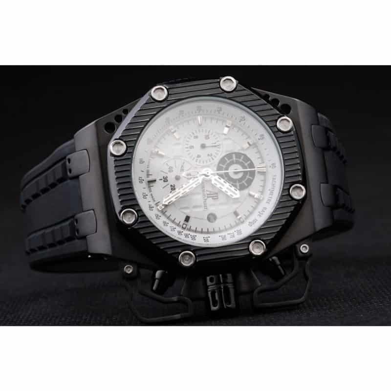 Audemars Piguet Royal Oak Offshore 3278 Replica Watch, White Dial, Black Rubber Strap, Chronograph