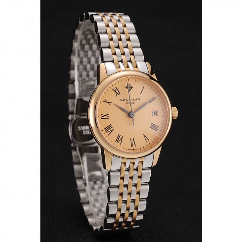 Patek Philippe Calatrava 1453826 Women's Replica Watch, Quartz Movement, Gold Dial, Sapphire