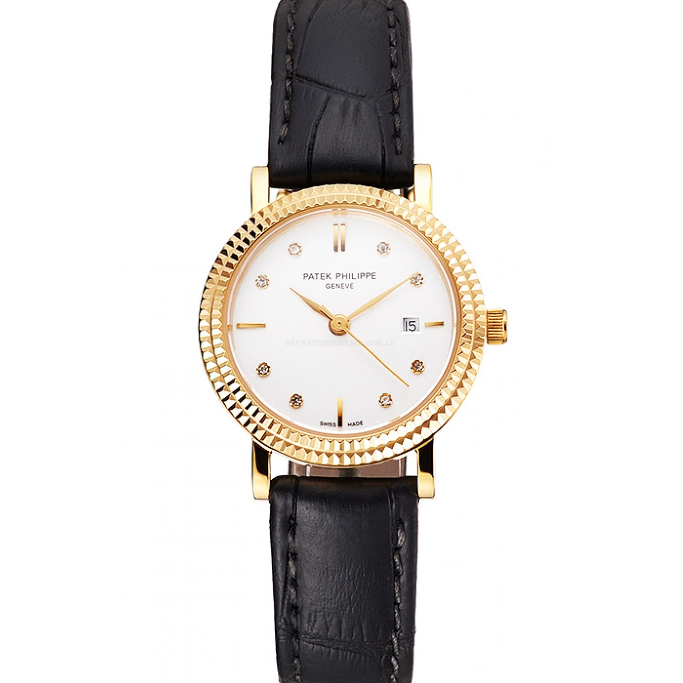 Patek Philippe Calatrava Replica Watch, Quartz, White Dial, 18k Yellow Gold, Sapphire Crystal